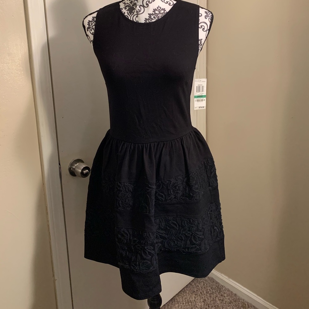 Bar III LBD sleeveless black skater dress NWT